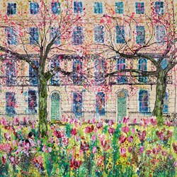 In The Pink by Katharine Dove - Original Painting on Box Canvas sized 24x24 inches. Available from Whitewall Galleries